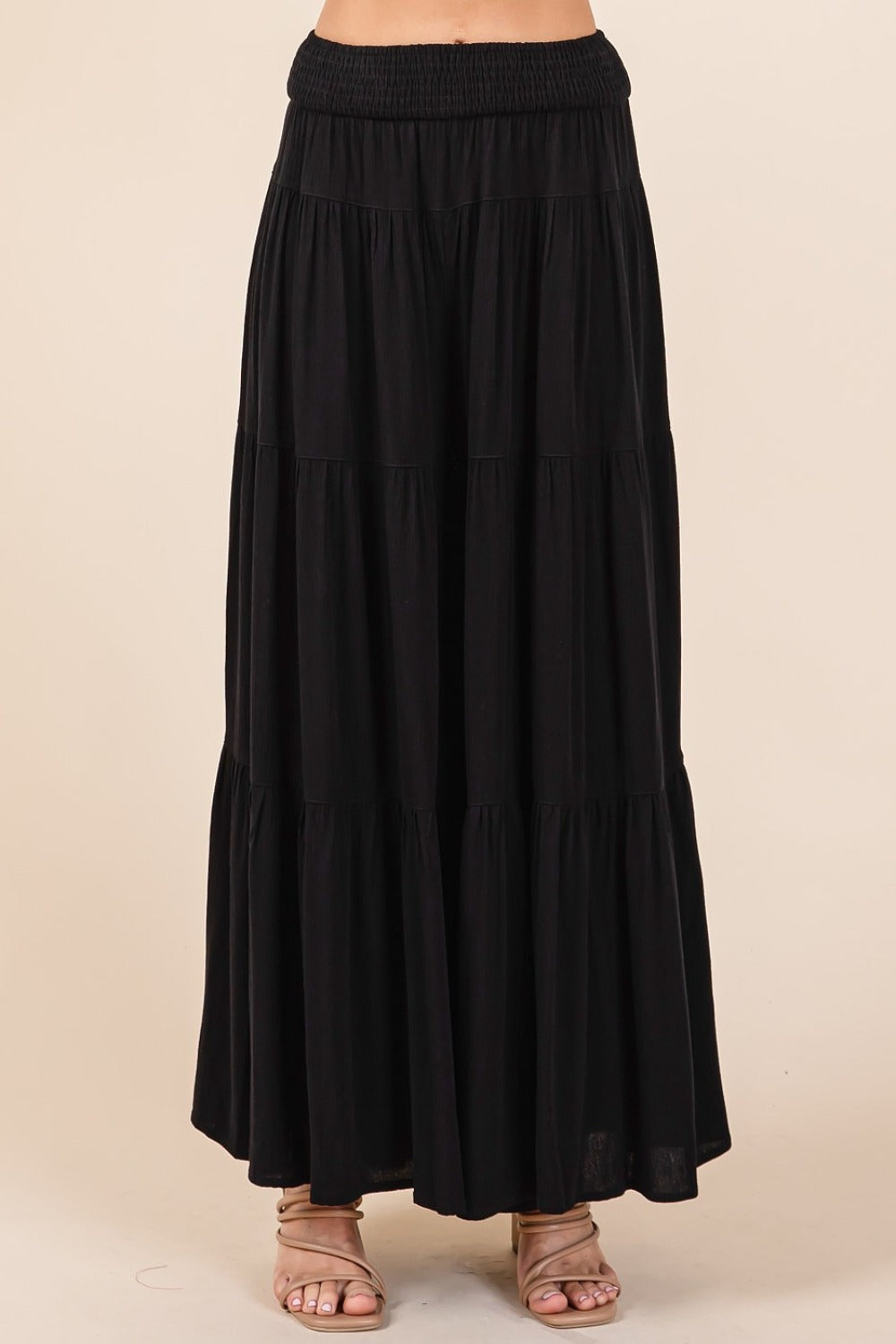 Seraphina Tier Detail Smocked Elastic Waist Wide Leg Pants