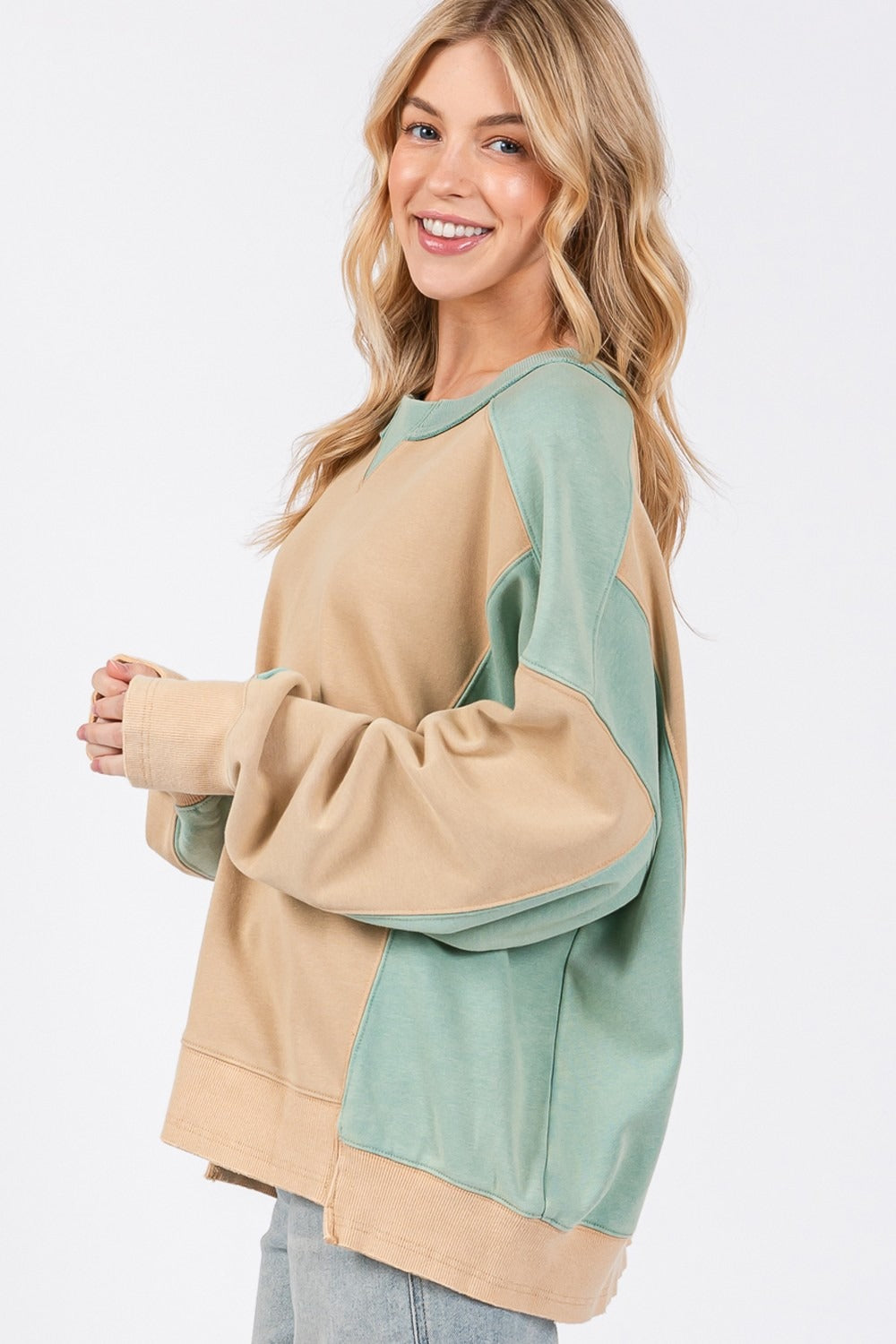 Signature Softness Color Block Round Neck Sweatshirt