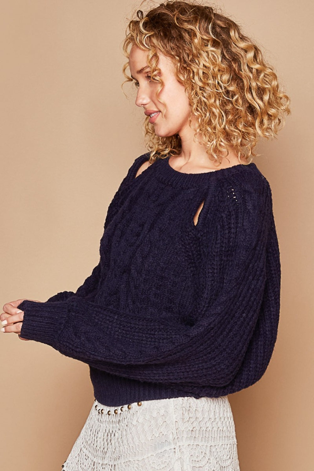 Sansplay Knit Cutout Long Sleeve Sweater