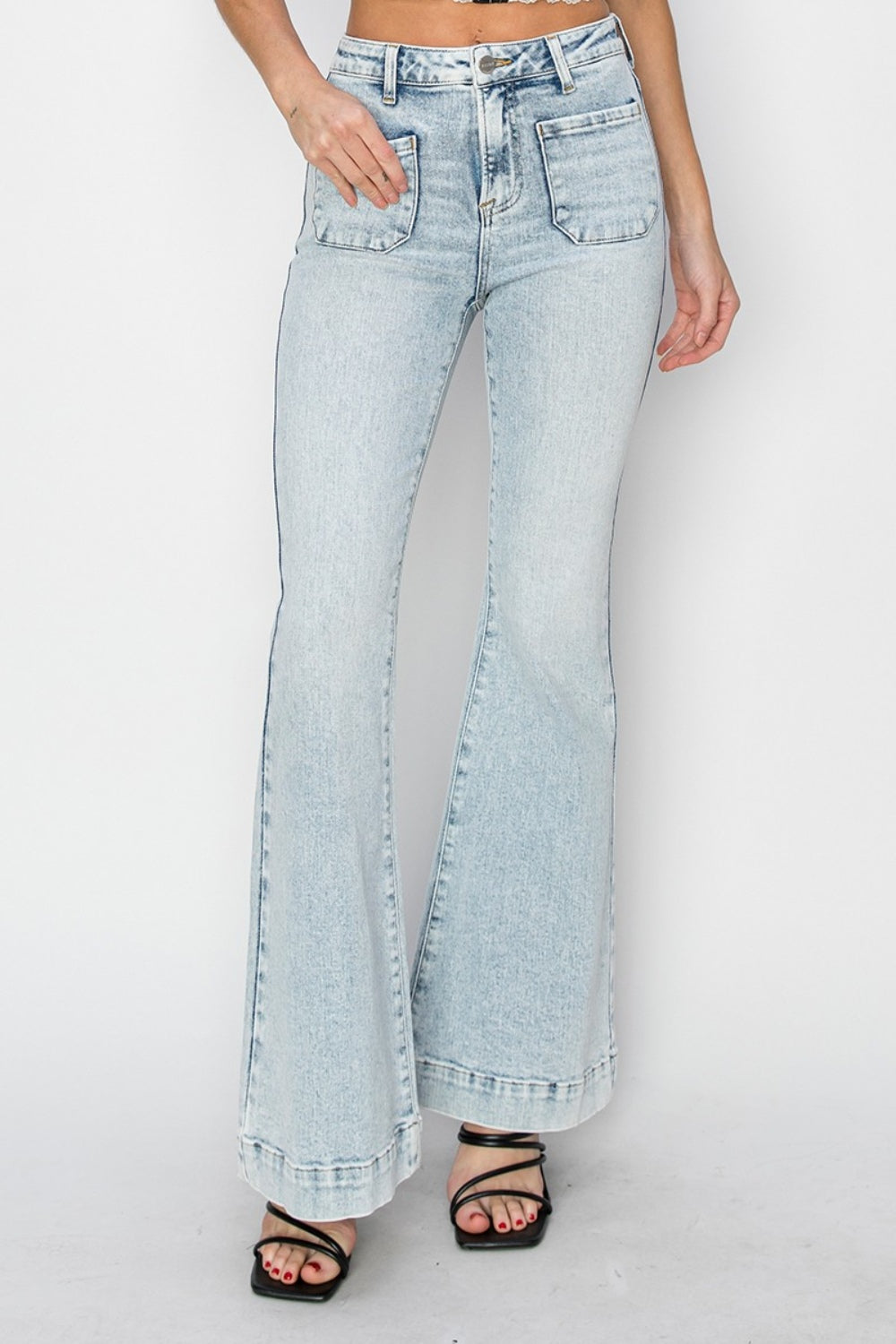 Crafted by team Rise Front Patch Pocket Flare Jeans