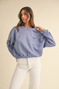 Clouds of Comfort Round Neck Letter Embroidery Crop Sweatshirt