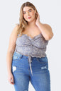 Sans Plus Size Drawstring Smocked Floral Tube Top