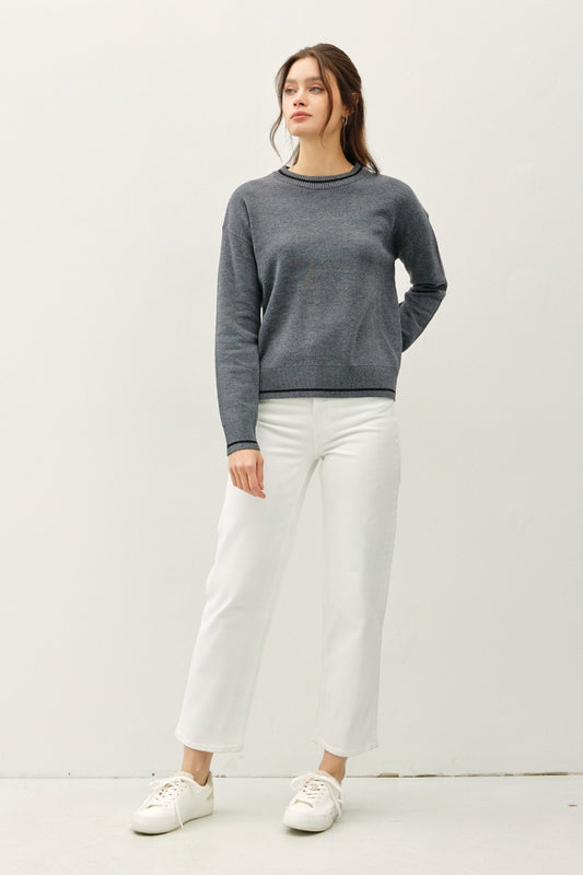 The Embrace Soulful Slumber Trim Round Neck Long Sleeve Sweater