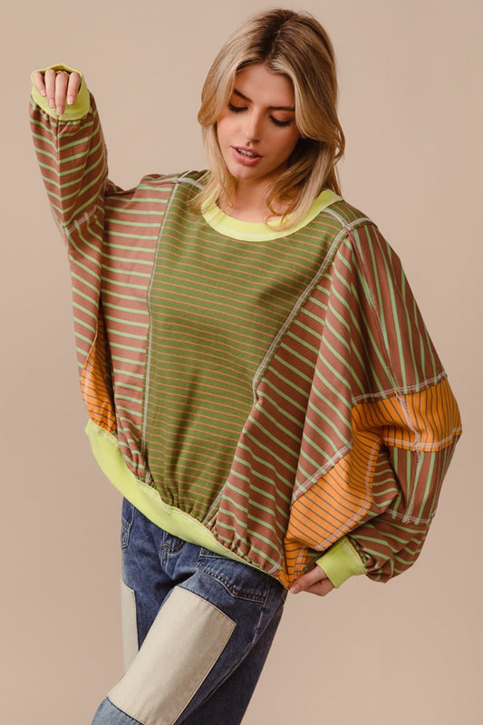 Striped Round Neck Sweatshirt