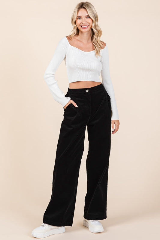 Sans Corduroy Back Elastic Waist Pants