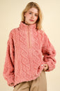 The Embrace Fuzzy Fleece Half Zip Cable Pattern Sweatshirt