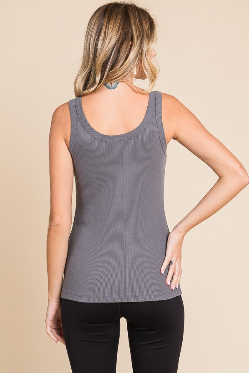 Sans Full Size Ribbed Scoop Neck Tank