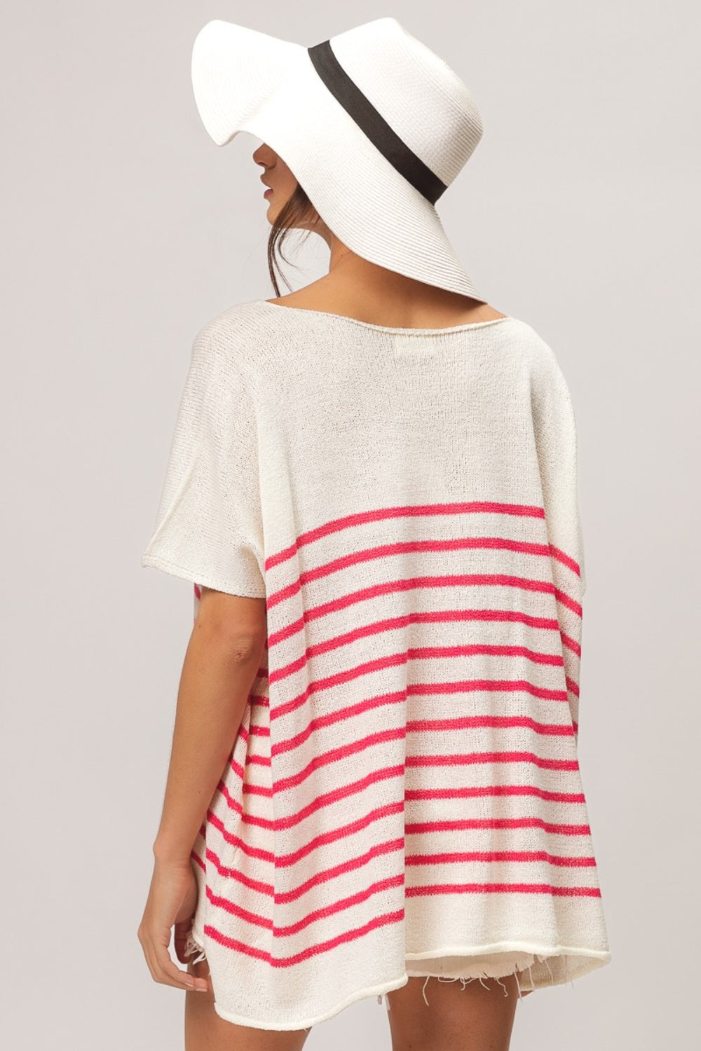 Aurelia V Neck Striped Short Sleeve Top