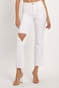 Distressed Cropped Straight Jeans