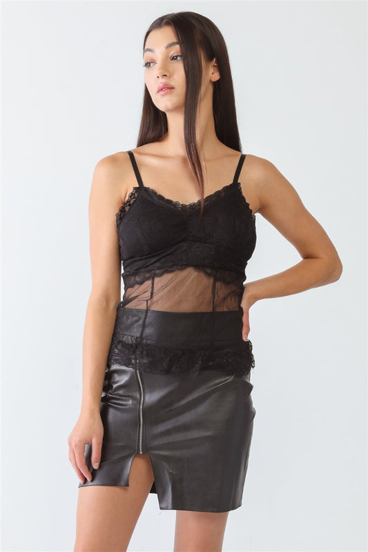 Sansplay Sheer Mesh Lace Push-Up Bustier