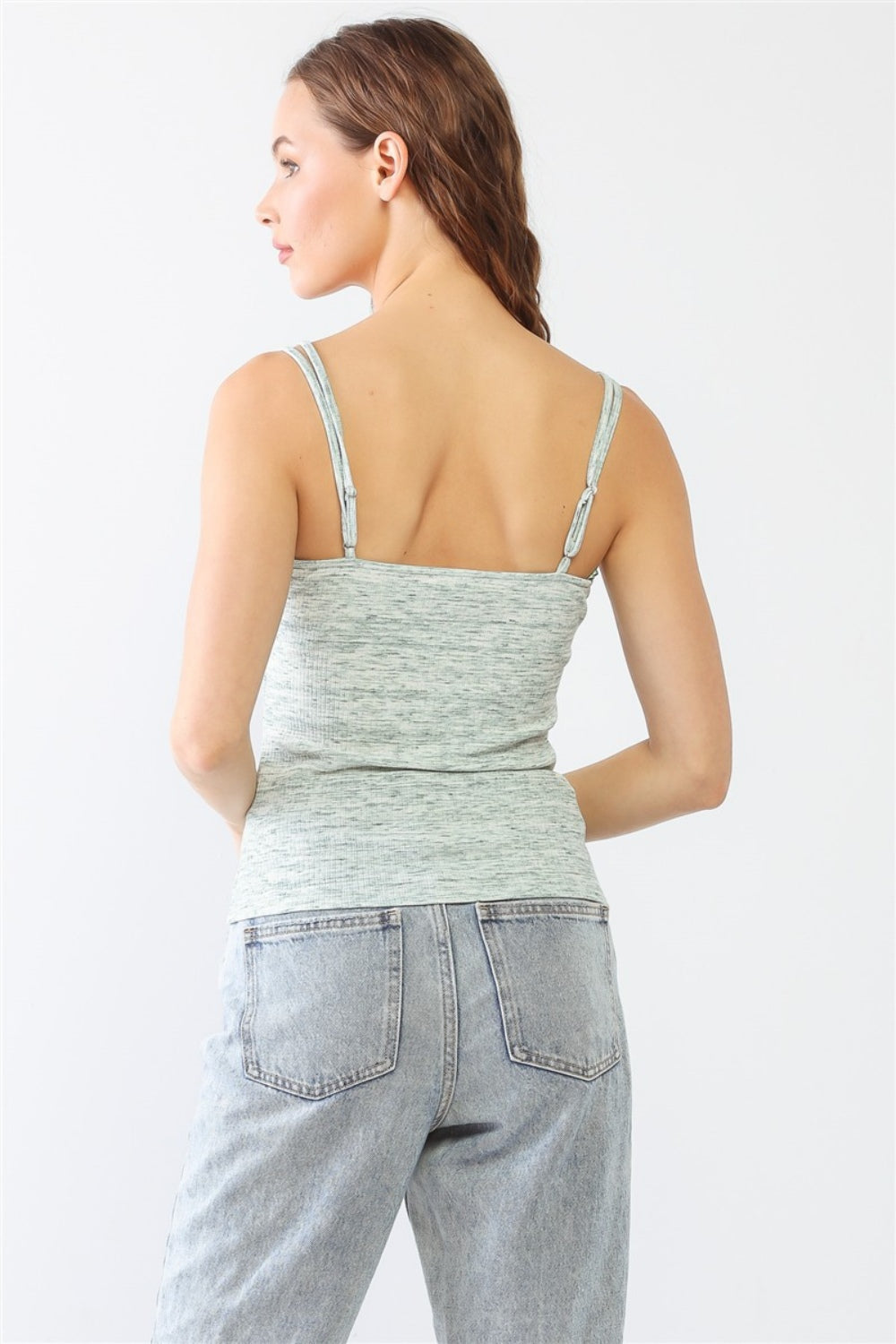 Sansplay Heathered Ribbed Adjustable Strap Cami