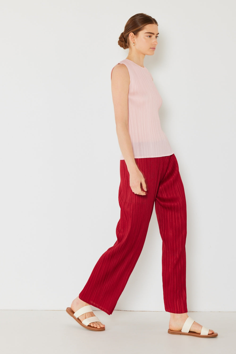 Velour West Swim Pleated Elastic-Waist Straight Pants