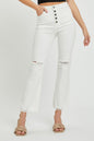 Full Size High Rise Button Fly Straight Ankle Jeans