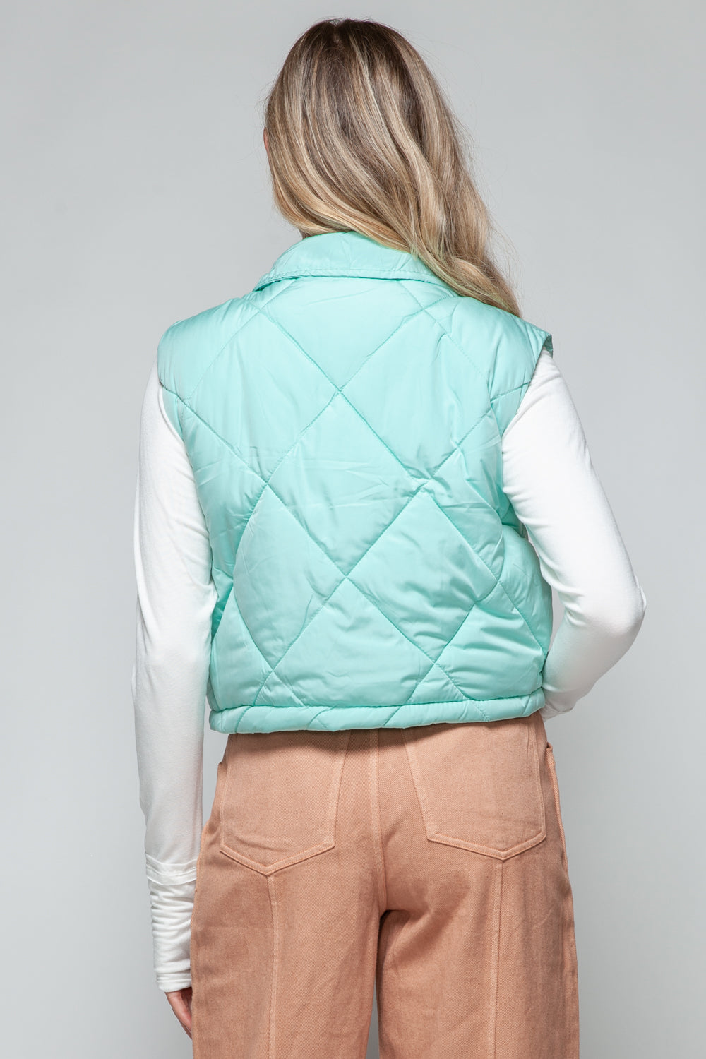 Snap Down Quilted Crop Vest