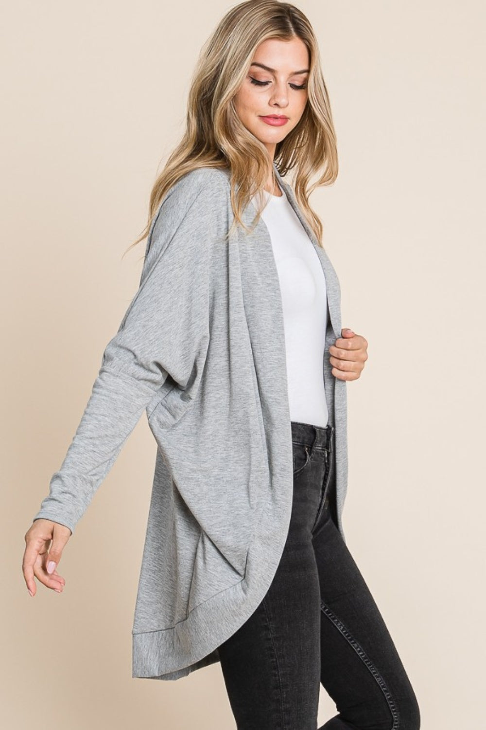 Sans Open Front Long Sleeve Cocoon Cardigan