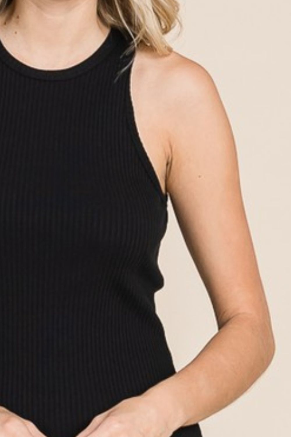 Full Size Ribbed Round Neck Tank