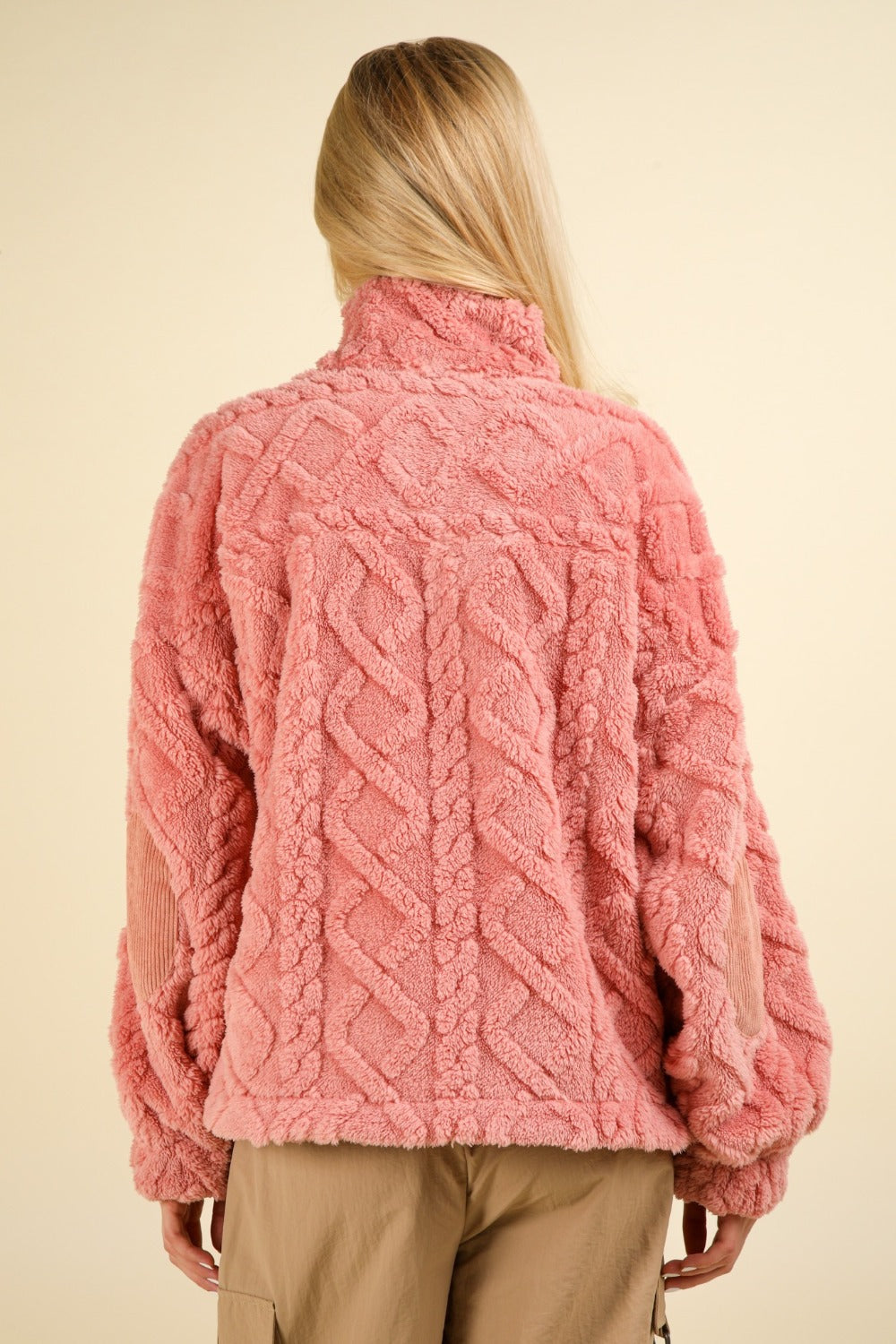 The Embrace Fuzzy Fleece Half Zip Cable Pattern Sweatshirt