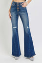 Sansplay Special Distressed Button-Fly Flare Jeans