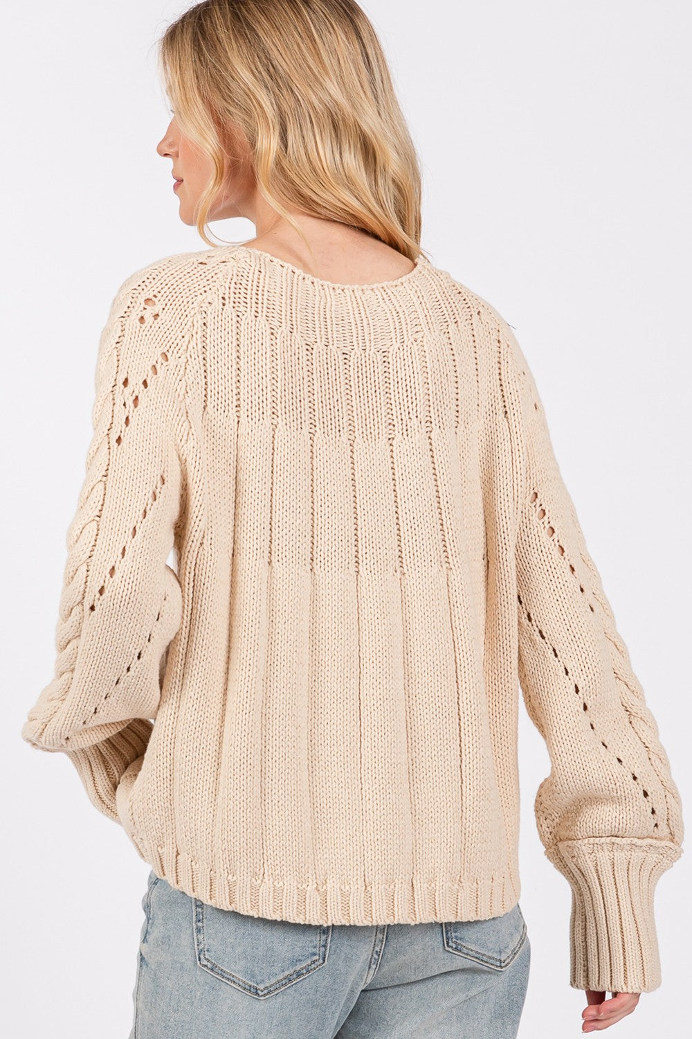 SANS Cable-Knit Long Sleeve Sweater