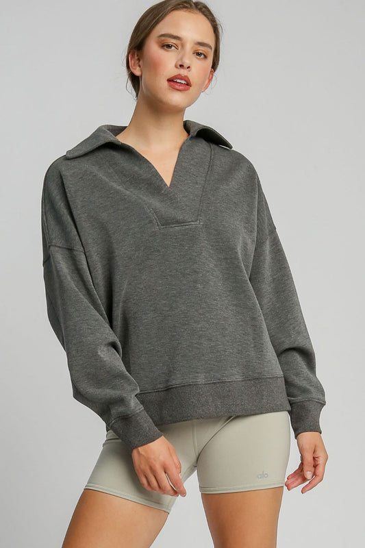 Johnny Collar Dropped Shoulder Sweatshirt