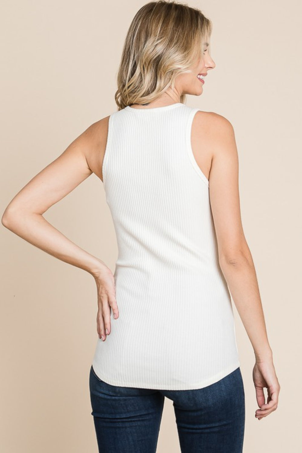 Full Size Ribbed Round Neck Tank