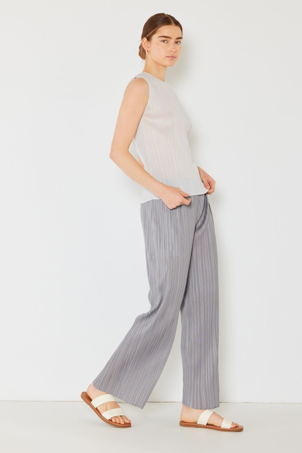 Velour West Swim Pleated Elastic-Waist Straight Pants