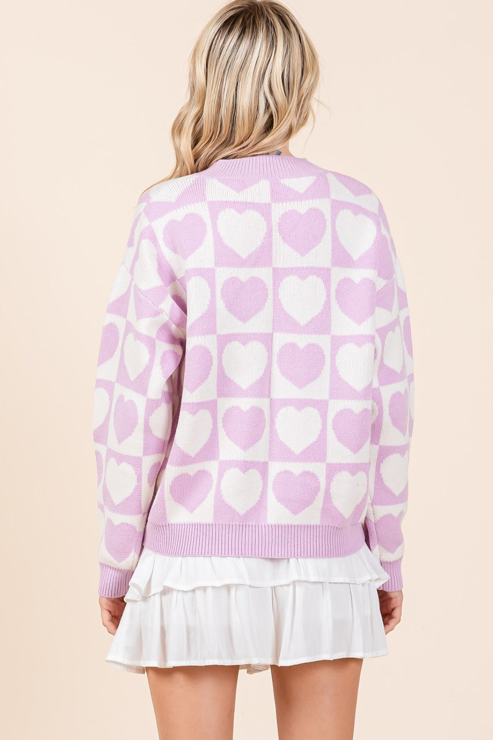 Sans Checkered Heart Button Down Cardigan