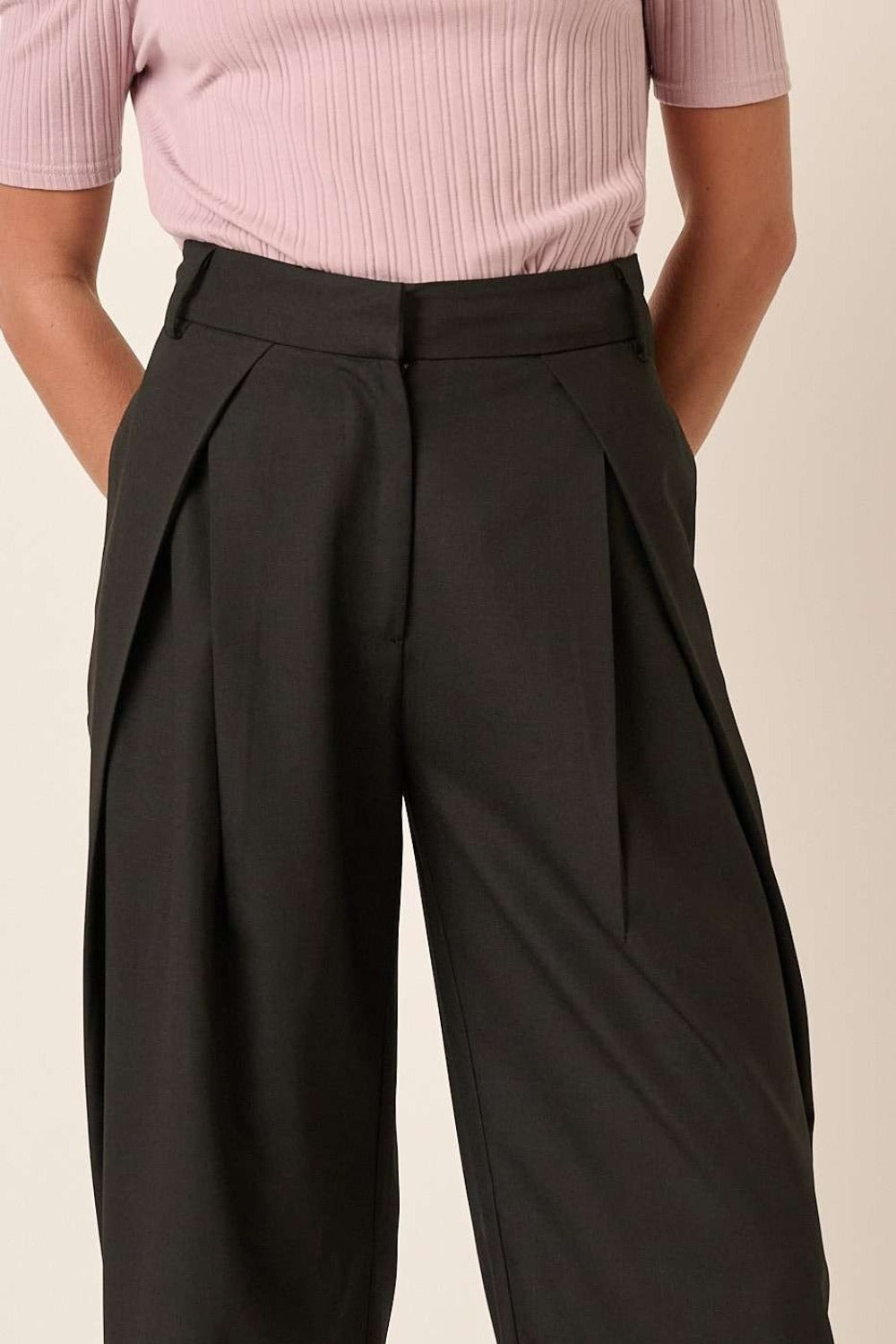 Seraphina Deep Pleated High Waisted Wide Leg Pants