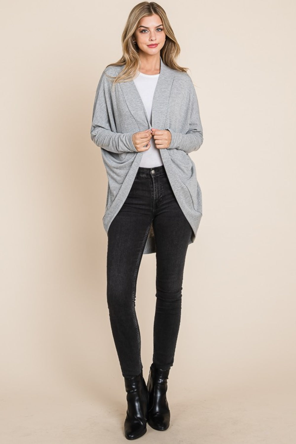 Sans Open Front Long Sleeve Cocoon Cardigan