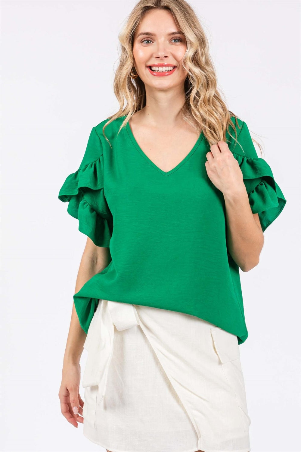 Short Sleeve V-Neck Blouse