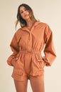 Ephemeral Grace Radiate Snap Down Long Sleeve Hooded Romper