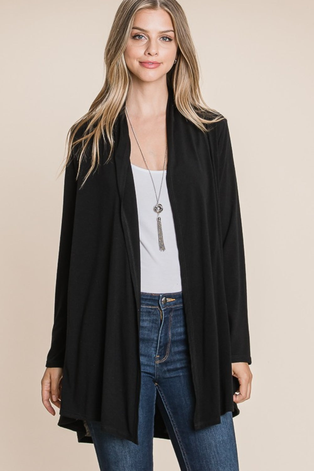 Sans Open Front Long Sleeve Cardigan