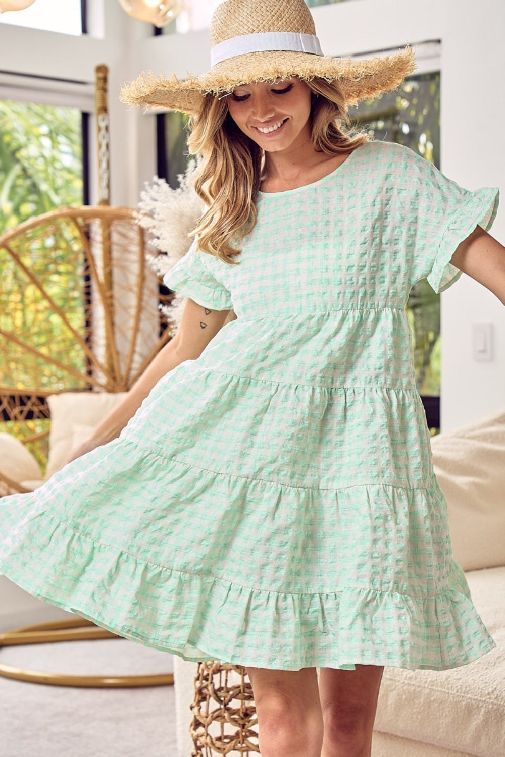 Aurelia Ruffled Hem Short Sleeve Tiered Dress