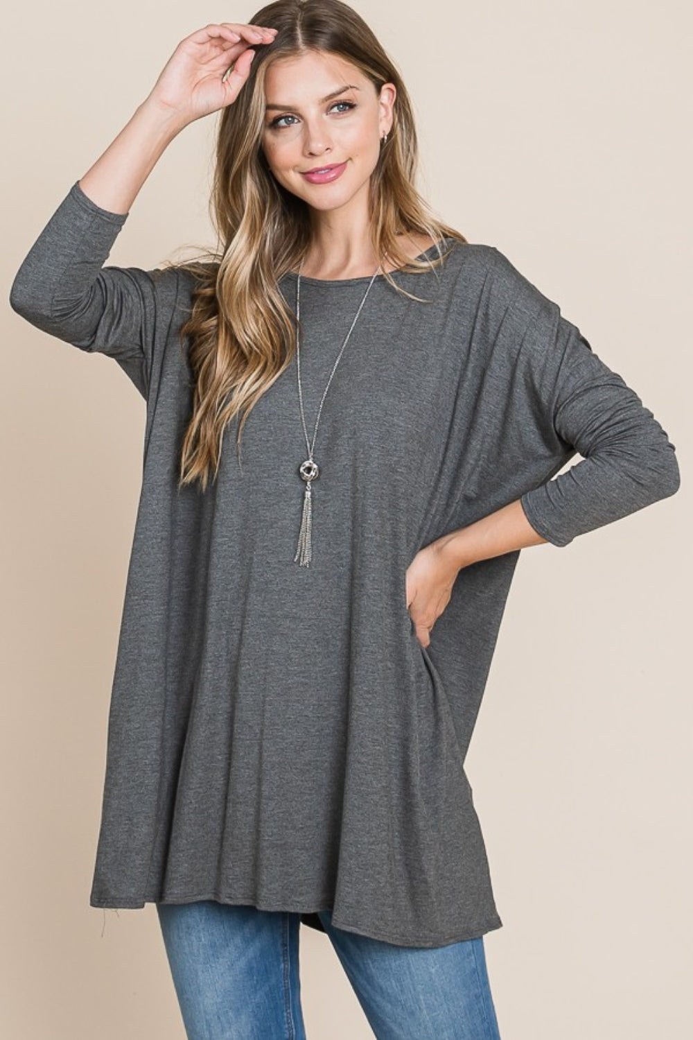 Round Neck Long Sleeve Oversized Top