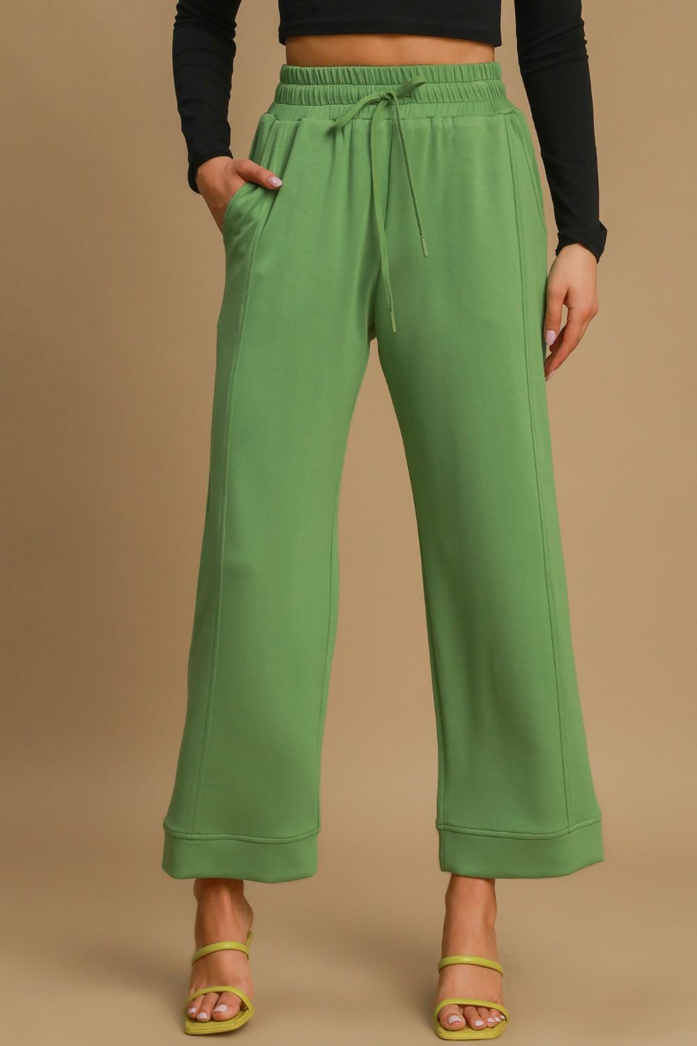 Optima Drawstring Wide Leg Pants with Pockets