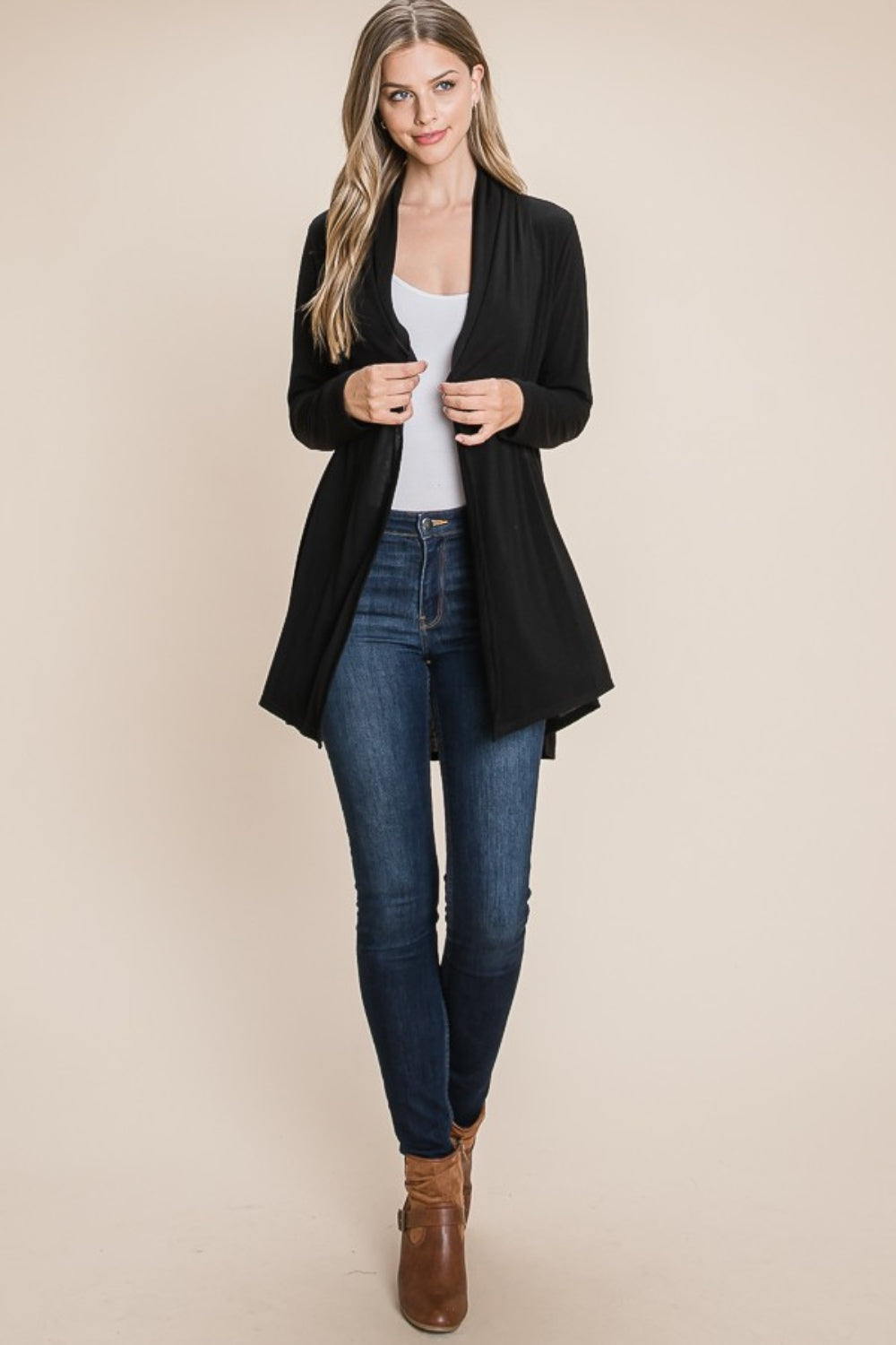 Sans Open Front Long Sleeve Cardigan