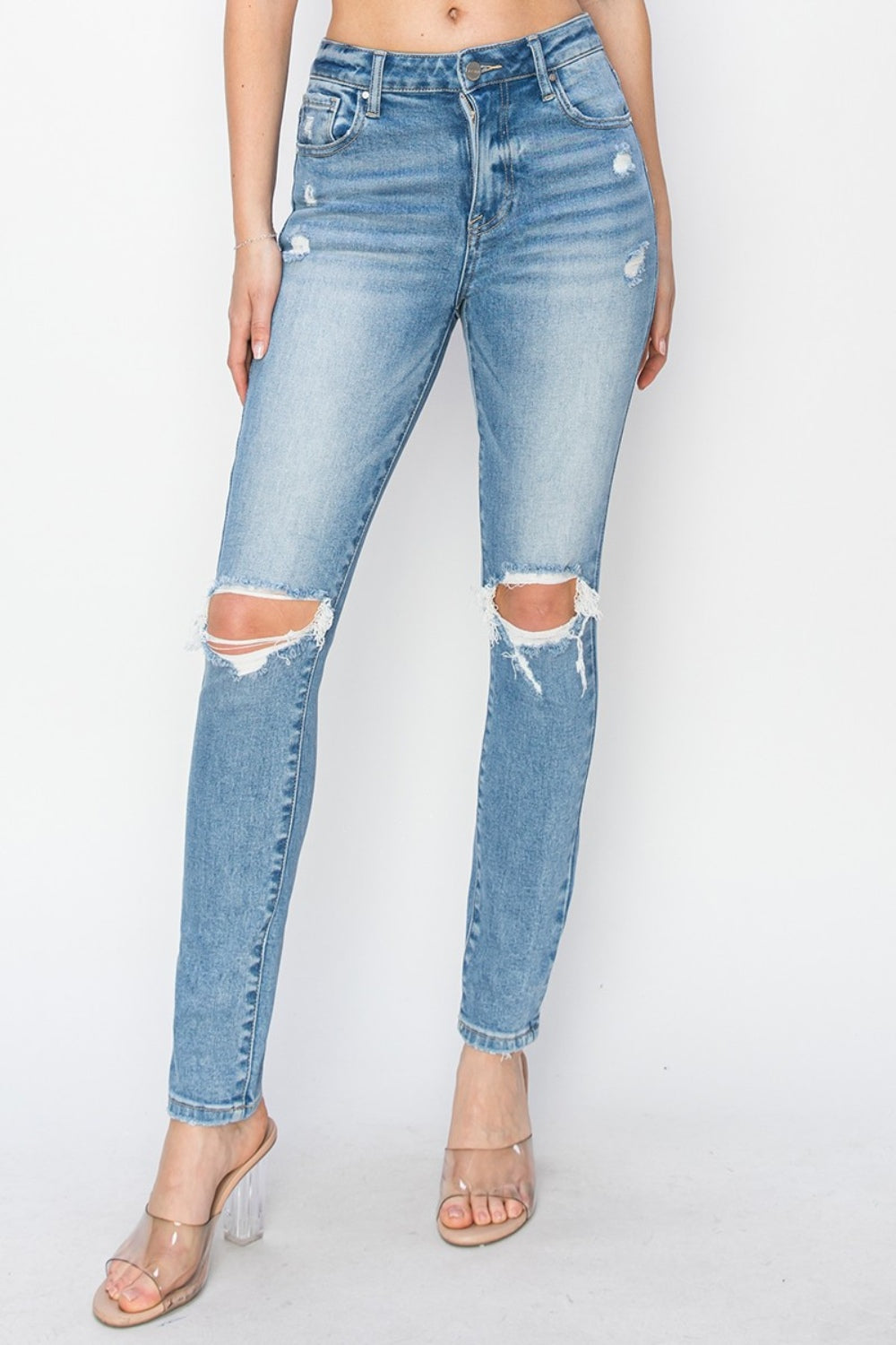 The Gold Standard High Rise Knee Distressed Skinny Jeans