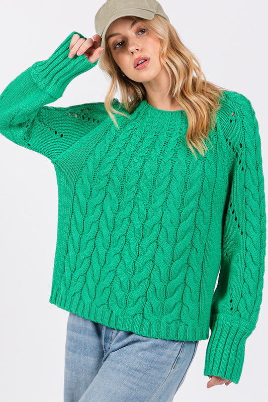 SANS Cable-Knit Long Sleeve Sweater