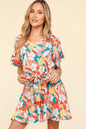 Sans Tropical Floral Short Sleeve Tied Romper