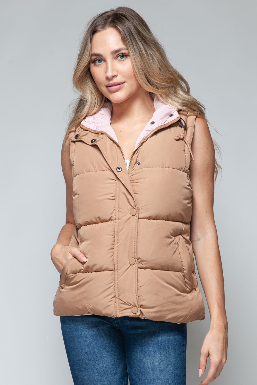 Sans Snap and Zip Closure Hooded Vest