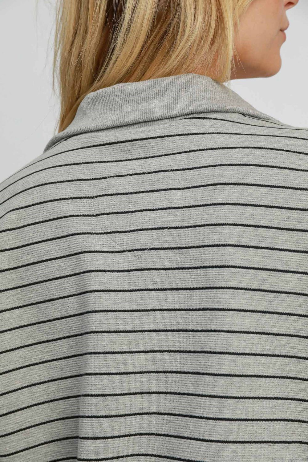 Crafted for Comfort Striped Half Zip Short Sleeve Sweatshirt