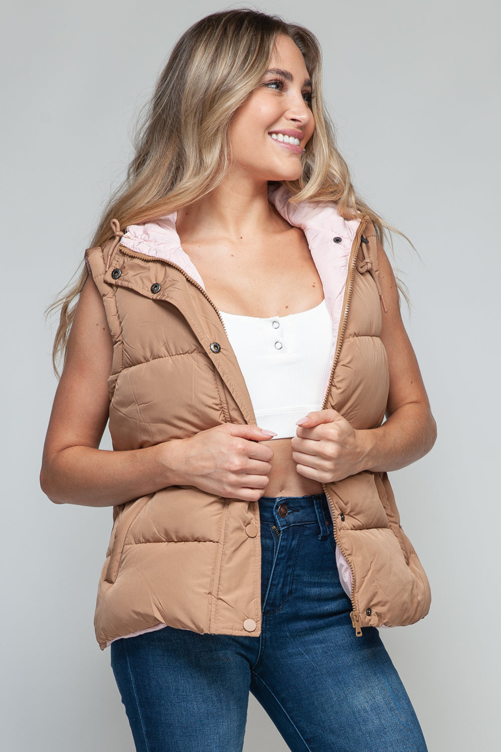 Sans Snap and Zip Closure Hooded Vest