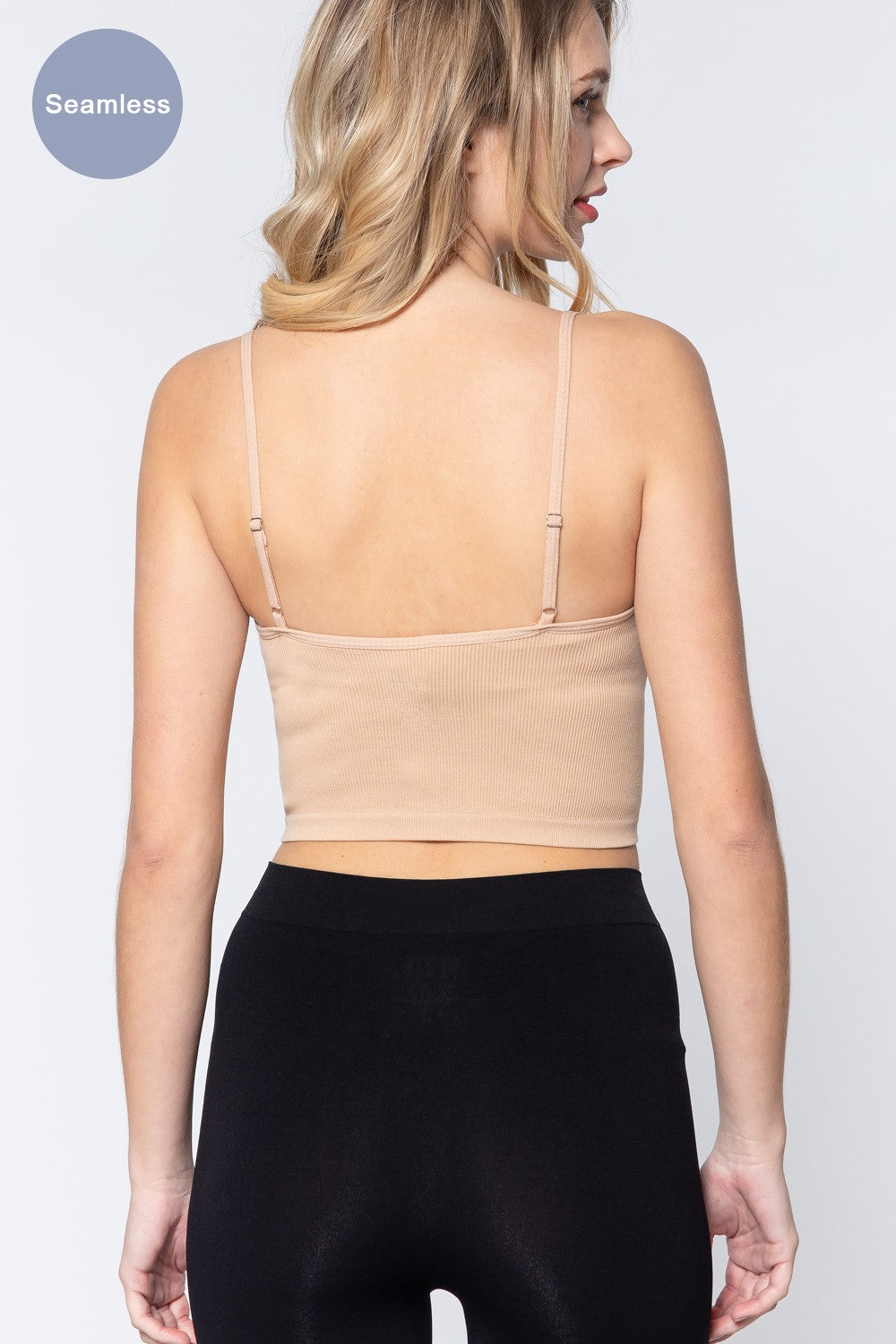 Round Neck Crop Rib Seamless Cami