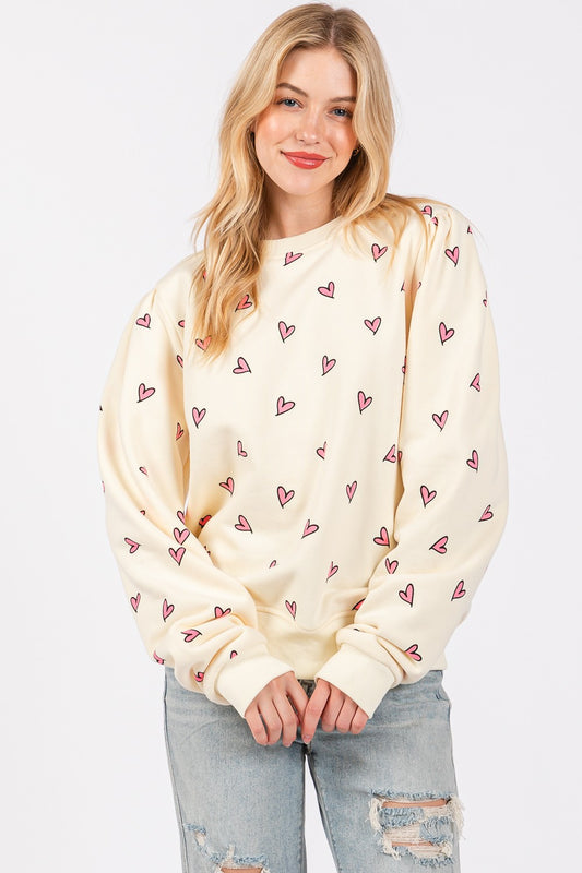 Printed Contrast Long Sleeve Sweatshirt