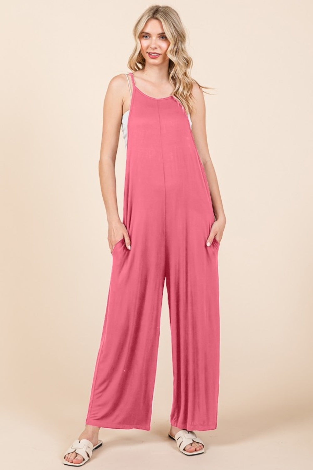 Wanderlust Timeless Full Size Sleeveless Wide Leg Jumpsuit with Pockets