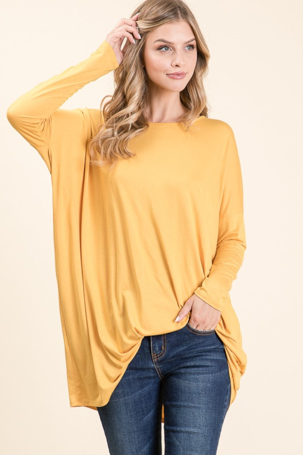 Lunar Embrace Round Neck Long Sleeve Oversized Top