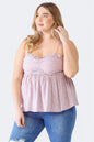 Sans Plus Size Frill Smocked Floral Sweetheart Neck Cami