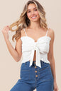 Sansplay Ruffled Smocked Ribbon Detail Cami