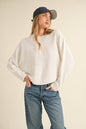 Sansplay Round Neck Dolman Sleeve Cropped Sweater