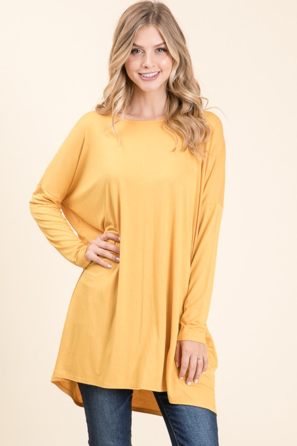 Lunar Embrace Round Neck Long Sleeve Oversized Top